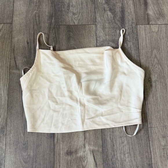 Women's Cream Spaghetti Strap SatinTop Size Large EUC - Picture 1 of 4